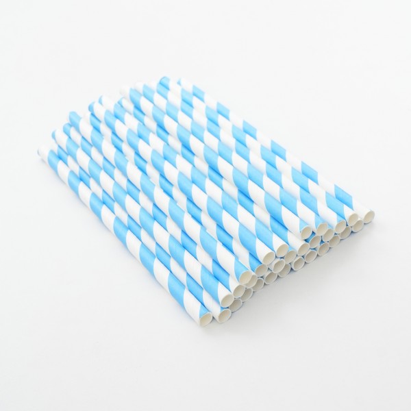 8x200 mm Mavi Beyaz Kağıt Pipet Koli içi Adet 3000 