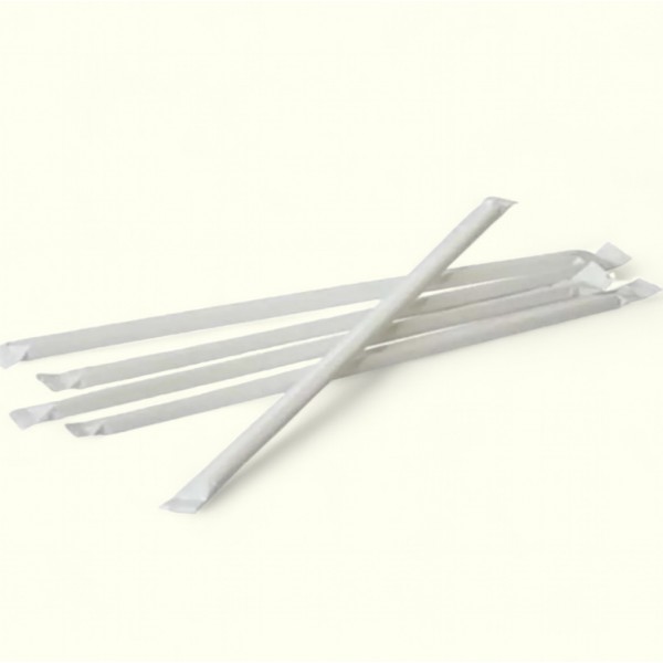 Beyaz Sargılı Frozen Kağıt Pipet 12 x 200  cm Koli içi Adet 1200