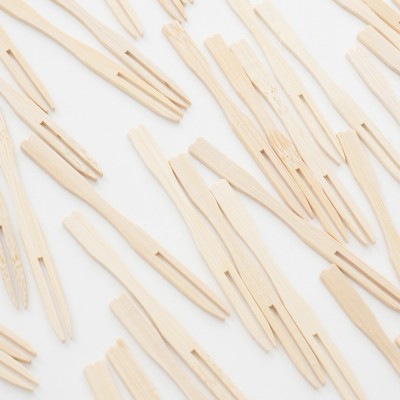 100 Adet Bambu Meyve Çatalı 9cm