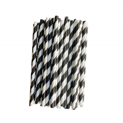 8x200 mm Siyah Beyaz Kağıt Pipet Koli içi Adet 3000