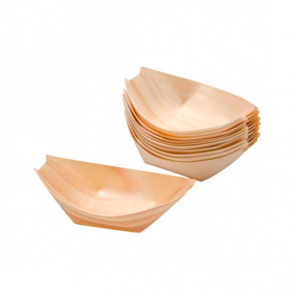 Tahta Kayık Tabak (50 Adet) 11,5cm